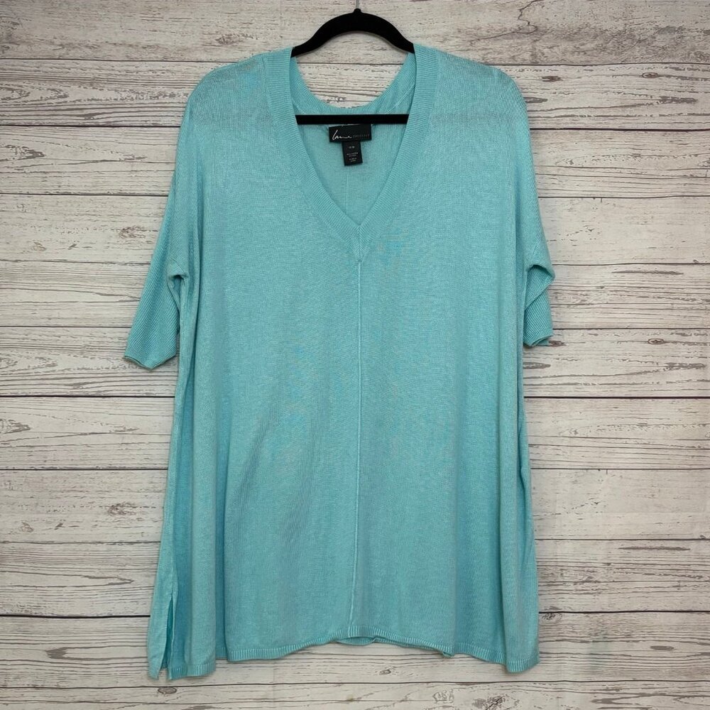 Lane Bryant Aqua Half Sleeve Knit Top 14/16